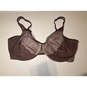 Lilyette Brown Enchantment Lace Underwire Minimizer Bra size 40D